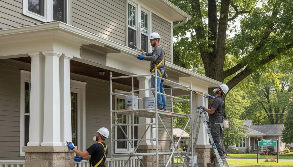 Des Moines, IA painters applying professional interior paint in a home renovation project