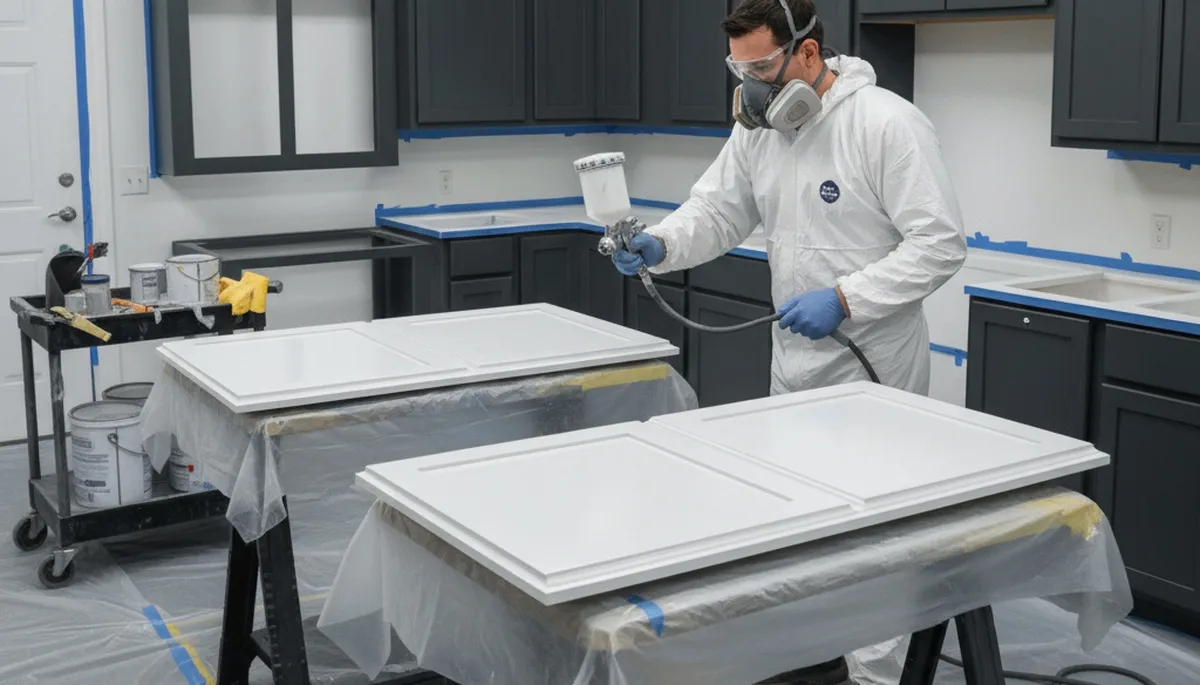 Cabinet painting in Des Moines, IA for durable, updated kitchen cabinets with a smooth finish