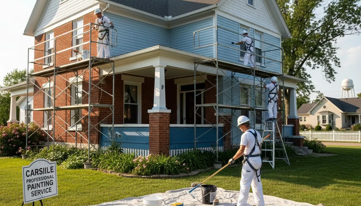 Professional painters in Des Moines, IA applying interior paint to a home wall