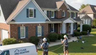 Professional painters serving Des Moines, IA on a residential exterior painting project