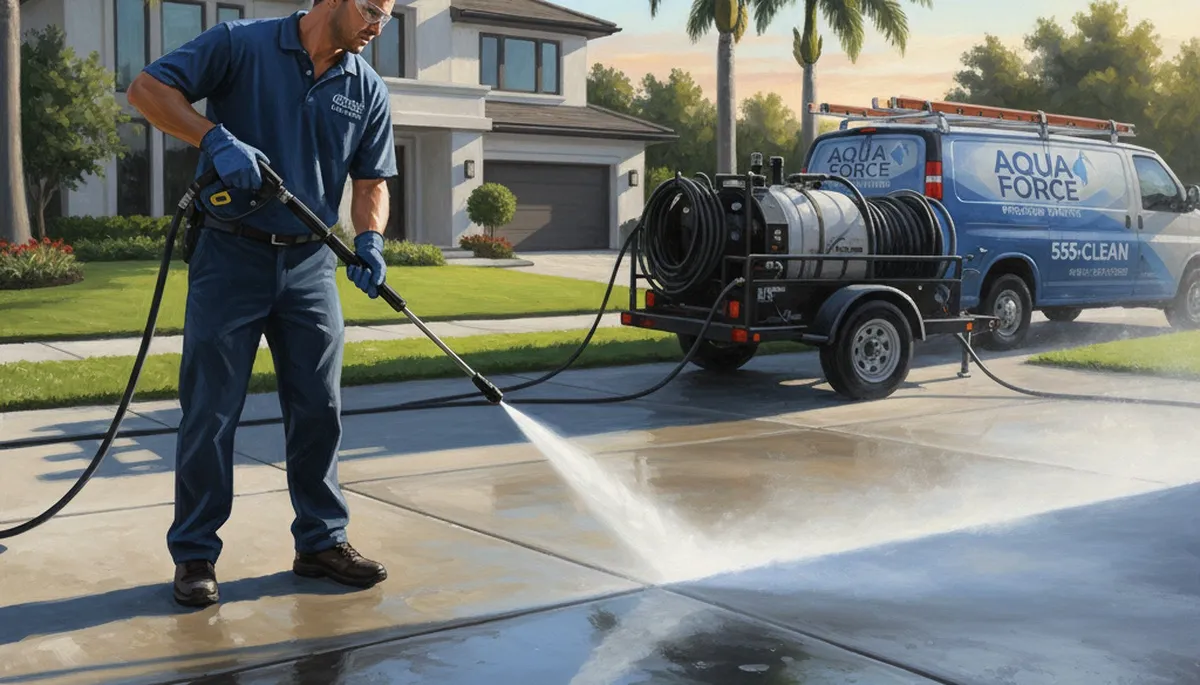 Professional concrete pressure cleaning in Des Moines, IA for driveways, sidewalks, and patios
