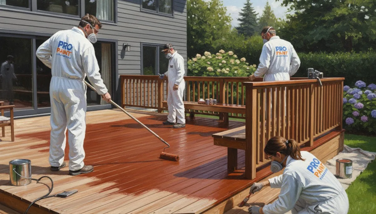Professional deck painting in Des Moines, IA by Des Moines Paint Pros to protect and refresh outdoor wood decks