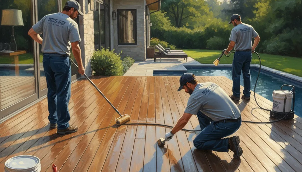 Deck sealing service in Des Moines, IA to protect wood from sun, moisture, and freeze-thaw damage
