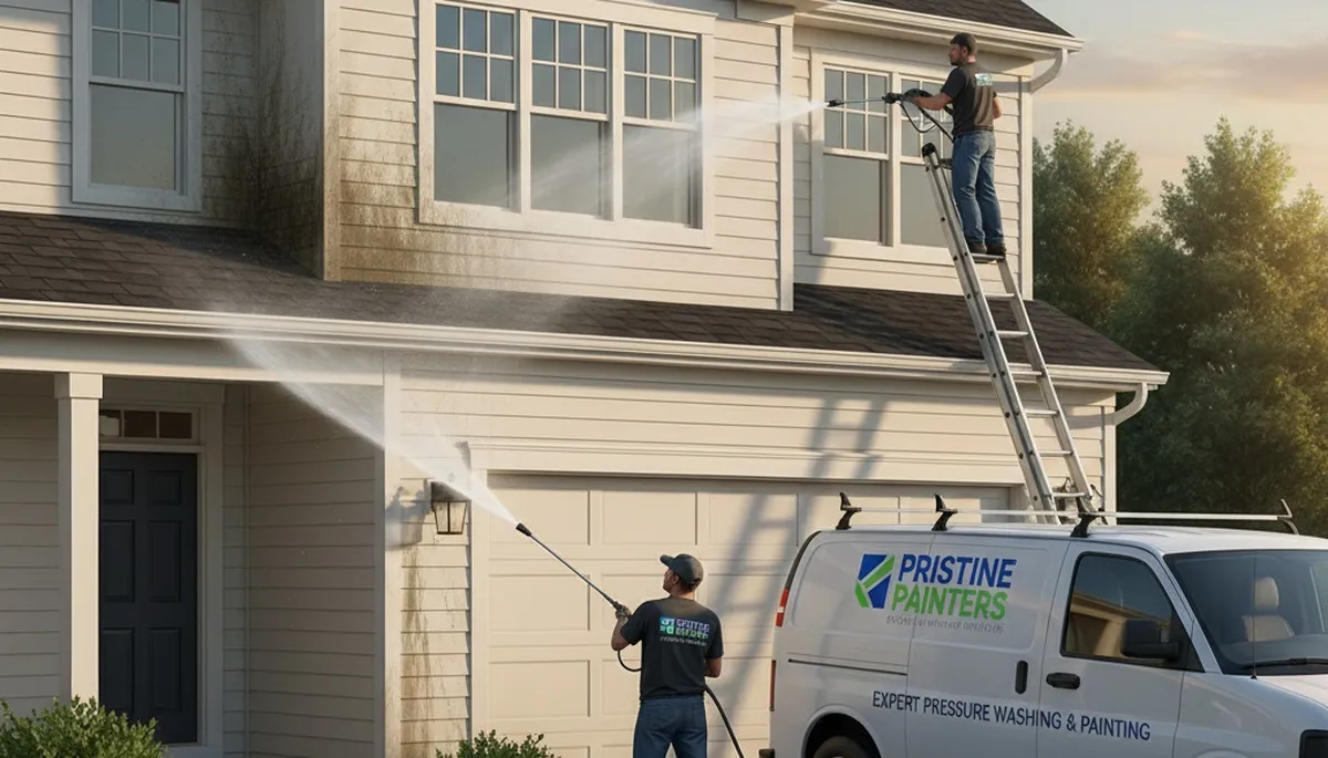 Vinyl siding pressure cleaning in Des Moines, IA removes dirt, mold, and grime from a home's exterior