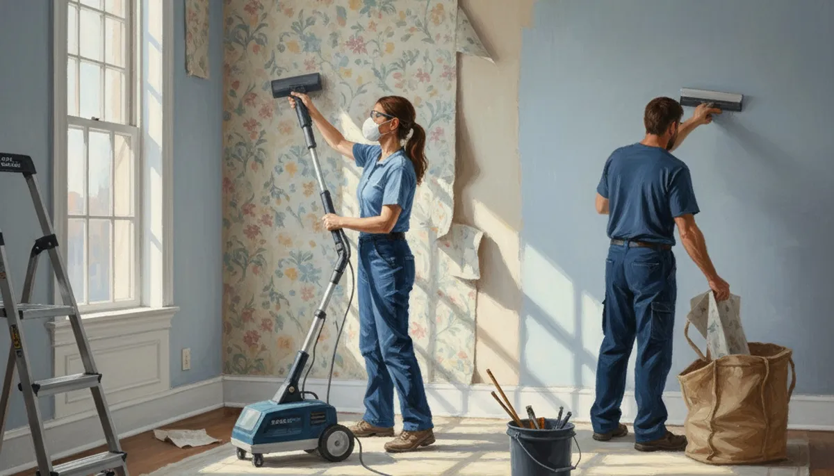 Wallpaper removal and wall prep service in Des Moines, IA for a smooth paint-ready finish