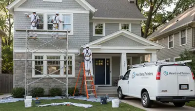 Professional painters in Des Moines, IA applying interior paint on a residential wall